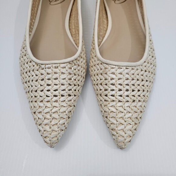 NEW Sam Edelman Wanda Flat Womens 9 Ivory Woven Raffia Pointed Toe Slip On - Picture 6 of 15